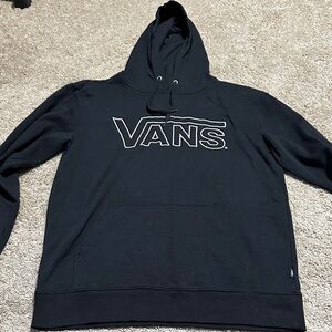 Vans Black Hoodie With White Front Logo medium Skater